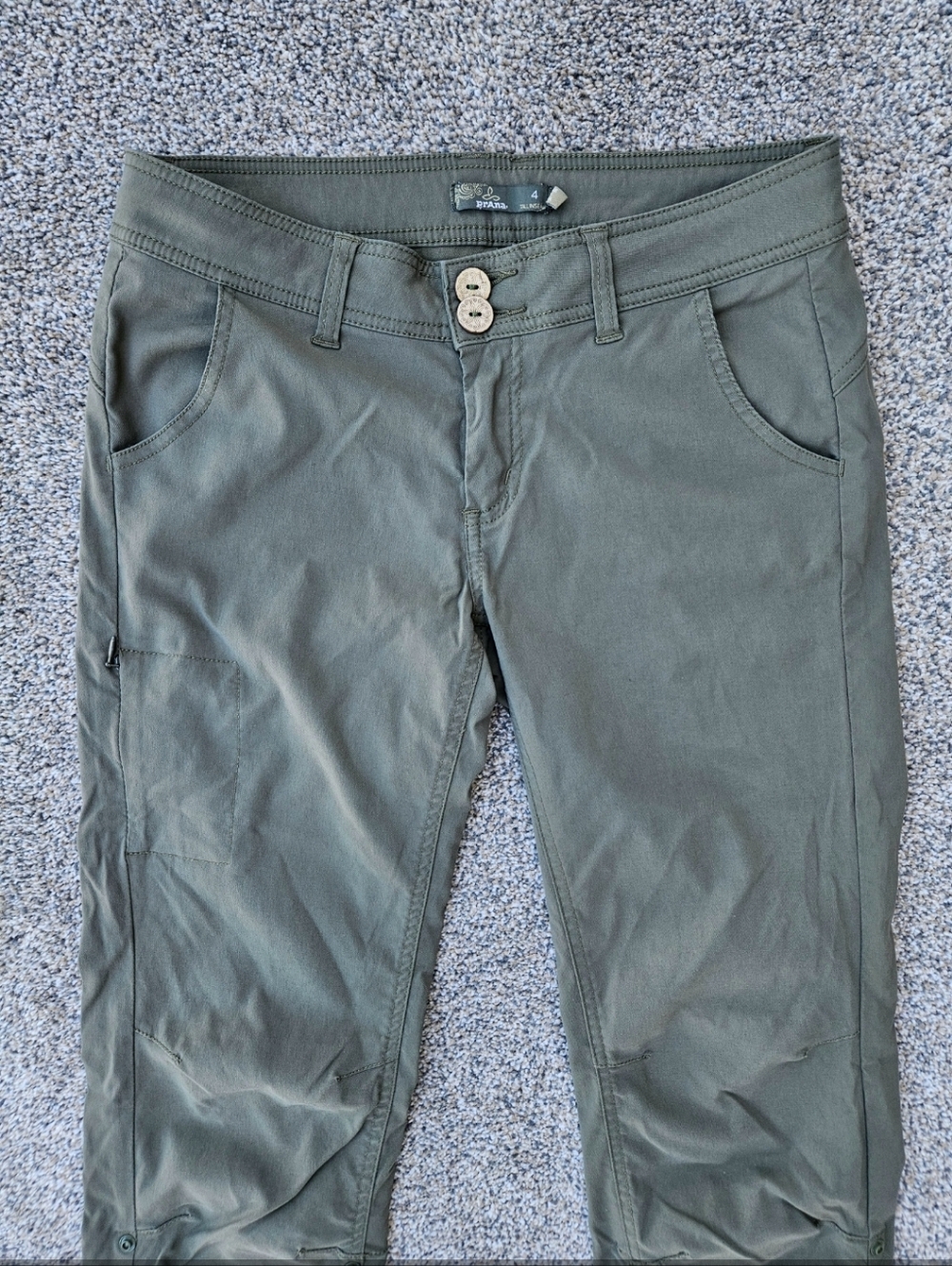 Prana Halle Pant Olive Green Hiking Convertible Pants Outdoor Womens Size 4 Tall - Picture 2 of 16